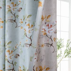 lot 2089 image: SUOUO Double Sided Floral Blackout Curtains for Bedroom Print Aqua Green Vintage Flower Room Darkening Window Drapes Set for Living Room 84 Inches Long 2 Panels