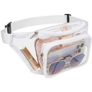 lot 2106 image: Veckle Clear Fanny Pack Stadium Approved - Adjustable Belt Bag for Women Men Fits Sport Events, Concerts, Transparent Waist Bag, White