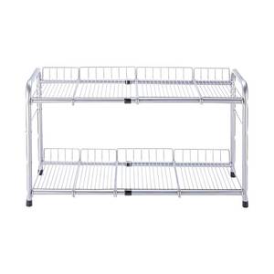 lot 2110 image: Flagship 2 Tier Under Sink Organizers and Storage Rack Expandable Cabinet Shelf Rack for Kitchen Bathroom Silver (16-25 inches)