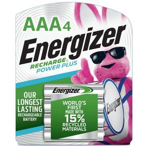 lot 2132 image: Energizer Rechargeable AAA Batteries, Recharge Power Plus Triple A Battery Pre-Charged, 4 Count