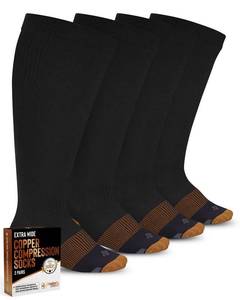 lot 2153 image: Doctors Select Copper Plus Size Compression Socks Wide Calf - 2 Pairs  20-30mmHg Extra Wide Calf Compression Socks Women  Copper Socks for Swelling, Varicose Veins  Extra Wide Calf Compression Socks  Black Wide Compression Socks for Women & Men