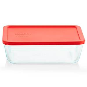 lot 2162 image: Pyrex Simply Store Glass Food Storage Container, Snug Fit Non-Toxic Plastic BPA-Free Lids, Freezer Dishwasher Microwave Safe, 11 Cup
