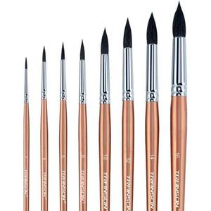 lot 2163 image: Transon 8pcs Round Watercolor Paint Brush Set Goat Hair for Watercolors,Acrylics,Inks,Gouache,Oil and Tempera