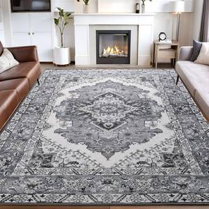 lot 2170 image: Noahas Area Rug 6x9 Washable Rug Gray Large Rugs for Living Room Vintage Kitchen Indoor Non Slip Low Pile Carpet