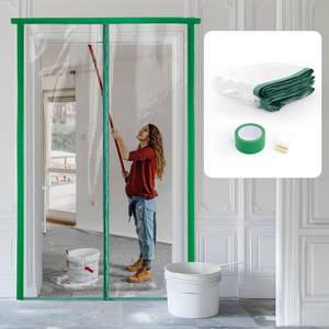 lot 2177 image: Dust Barrier - Plastic Zipper Door Dust Protection Kit - Construction Door Cover with Zipper Magnect for Room Remodel, Fit Standard Doorway 4W x 7.5H (4 x 7.5)