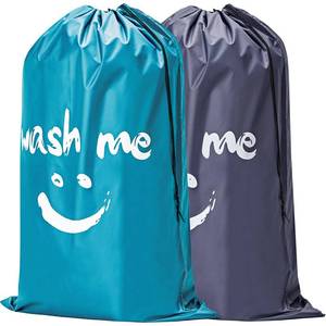 lot 2187 image: HOMEST 2 Pack XL Wash Me Travel Laundry Bag, Dirty Clothes Organizer, Large Enough to Hold 4 Loads of Laundry, Easy Fit a Laundry Hamper or Basket