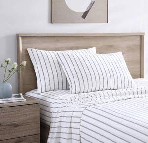lot 2195 image: Stone Cottage - Full Sheets, Cotton Percale Bedding Set, Crisp & Cool Home Decor (Trenton Stripe Grey, Full)