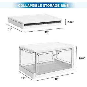 lot 2201 image: HYBRIDEAS 2-Pack Clear Stackable Storage Bins with Lids Magnetic Doors Open Front Foldable Folding Plastic Craft Containers Large Closet Organizers Box for Bedrooms Living Rooms Study Kids Toys 24 QT