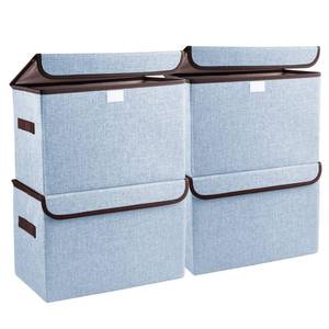lot 2203 image: Bagnizer Foldable Storage Bins with Lids, Decorative Storage Baskets, Large Storage Boxes for Home, Office, Bedroom, Closet, Blue, Medium, 4 Pack 14.6 x 9.5 x 9.5
