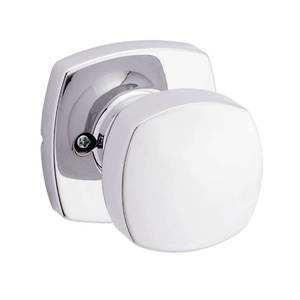 lot 2215 image: Kwikset Arroyo Knob Dummy Door Knob, Single Sided Handle for Closets, French Double Doors, and Pantry, Polished Chrome Non-Turning Interior PushPull Door Knob