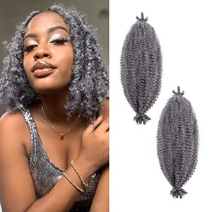 lot 2217 image: Springy Twist Hair, Hairro 16 Inch Passion Twist Crochet Hair, Pre Separated Afro Twist Braiding Hair, Grey Wrapping Hair for Soft Locs Synthetic Hair Extension for Black Women 2 Packs Grey