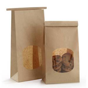 lot 2218 image: BagDream Bakery Bags with Window Kraft Paper Bags 50Pcs 4.5x2.36x9.6 Inches Tin Tie Tab Lock Bags Brown Window Bags Cookie Bags, Coffee Bags