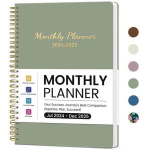 lot 2219 image: Monthly Planner 2024-2025, 18 Months Planner Calendar 2024-2025, July 2024 - December 2025, 7.4 x 9.6, 24-25 Monthly Calendar Planner, Ideal for School Office Home Planning-Sage Green