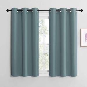 lot 2227 image: NICETOWN Modern Blackout Curtains Noise Reducing, Thermal Insulated and Privacy Room Darkening Drape Panels for Boys Guest Room Door Small Short Window (Greyish Blue, 2 Panel, W42 x L48 -Inch)