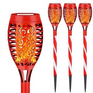 lot 2905 image: Liveasily 4 Pack Solar Torch Light with Flickering Flame, Outdoor Waterproof Solar Halloween Lights Decorations, Solar Torches Landscape Path Lights for Halloween Decor (Purple)