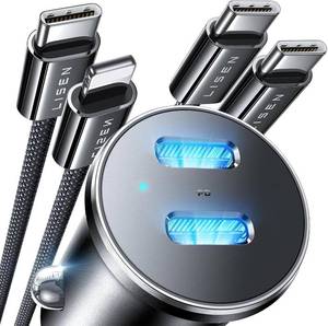 lot 2907 image: LISEN 90W USB C Car Charger Fast Charging, Dual PD 45W USB C Port for iPhone 16 Car Charger, Super Fast Car Charger USB C Cigarette Lighter Adapter with USB C & Lightning Cable for iPhone 1514Galaxy