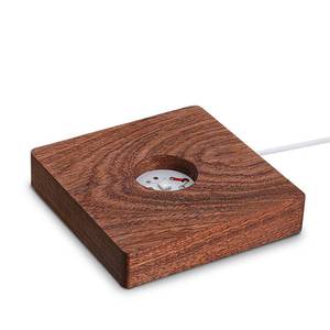 lot 2931 image: ZEERSHEE Colorful LED Wood Light Base for 3D Crystal Glass Resin Art Brown Square Lamp Stand for Tabletop, Cabinet, Bedside Display