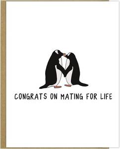 lot 2948 image: rockdoodles Wedding Card Funny, Engagement Card & Bridal Shower Card For Bride To Be, Funny Wedding Card & Engagement Card With Penguin For The Married Couple (Mates For Life)