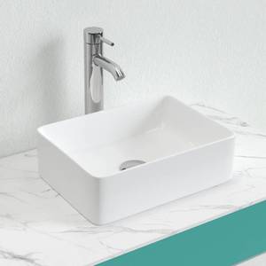 lot 2956 image: J-FAMILY 14.5 x 10.6 Bathroom Small Vessel Sink Above Counter White Porcelain Ceramic Sink Bowl Vanity Sink Lavatory Rectangular Wash Hand Basin