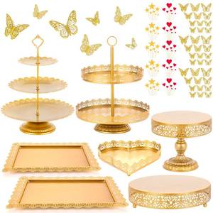 lot 2962 image: GPUSFAK Gold Cake Stands Set 113 Pieces Metal Tiered Cake Stand Holder for Wedding Birthday Party Baby Shower Celebration Decor