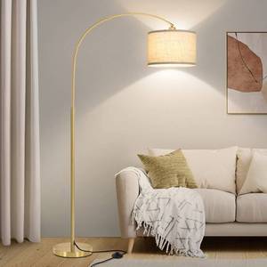 lot 2963 image: Gold Floor Lamp, Arc Floor Lamp for Living Room with Adjustable Drum Lampshade, Modern Tall Standing Lamp with OnOff Foot Switch, Over Couch Arched Reading Light for Reading, Bedroom, Office