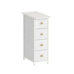 lot 2964 image: GiftGo Narrow Dresser Cabinet Vertical Slim Dresser Chest of Drawers Skinny Storage Tower for Small Spaces Gaps Closet Bedroom Bathroom Small Fabric Drawer Unit (White, 4 Drawers)