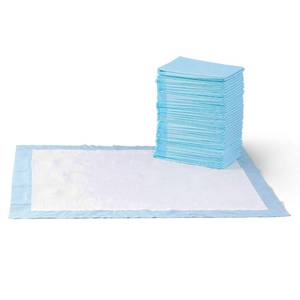 lot 2965 image: Amazon Basics Dog and Puppy Pee Pads with 5-Layer Leak-Proof Design and Quick-Dry Surface for Potty Training, Standard Absorbency, X-Large, 28 x 34 Inch - Pack of 60, Blue & White