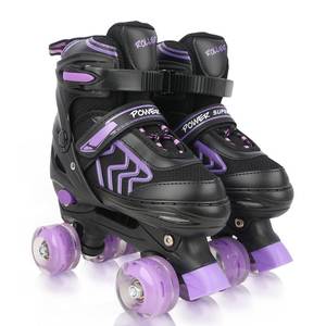 lot 2974 image: Kids Roller Skates for Girls Ages 5-8 6-12, Adjustable 4 Sizes Quad Girls Skates for Beginner, Black&Purple