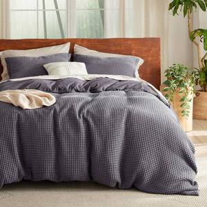 lot 2976 image: Bedsure Waffle Duvet Cover King - Moisture-Wicking Cotton Blend Rayon Derived from Bamboo Duvet Cover Set for Hot Sleepers, Cooling Bedding Set with a Vintage Charm, 3 Pieces (Charcoal, 104x90) - Retail $90.58