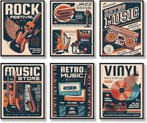 lot 2179 image: 6pcs Rock and Roll Wall Art