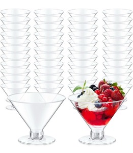 lot 335 image: 100 Pcs Plastic Martini Glasses 5oz Clear Cocktail Glasses Plastic Mini Martini Cups Unbreakable Parfait Glasses Mini Dessert Glasses for Wedding Party Bowl Wine Ice Cream (Clear)