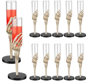 lot 337 image: Tanlade 2.7 oz Halloween Goblets with Spooky Skeleton Hand Plastic Champagne Flutes Cups for Decorations and Haunted House(Champagne,12 Pcs)