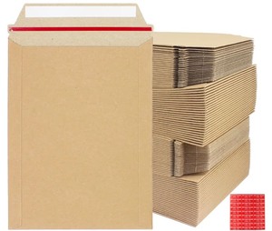 lot 338 image: 350 Pack 6X8 inch Self Seal Photo Document Mailers Stay Flat Rigid Mailer Kraft Cardboard Envelopes Photography Mailers for CD, Photos, Document(Kraft Brown)