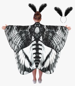 lot 342 image: Xtinmee Kid Moth Butterfly Wing Cape Costume Moth Shawl Wing Headband Feather Girl Dress up for Halloween Party