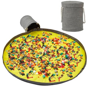 lot 398 image: EXQ Home Toy Storage Basket and Building Bricks Toy Play Mat for Kids Rooms (11.8 x15 inches) - Organizer Storage Organizer for Toys, Playroom Canvas Bag Gift for BoyGirls Grey