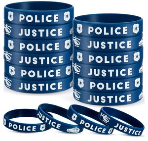 lot 411 image: SATINIOR Police Party Favors Police Silicone Rubber Bracelets Wristbands for Police Themed Birthday Party Police Graduation Party Decorations (24)