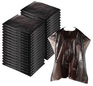 lot 413 image: 100 Disposable Salon Cape Waterproof Hair Dye Cutting Coloring Apron Shawl Barber Shampoo Cape (Black, 51.2 x 36.2 Inch)