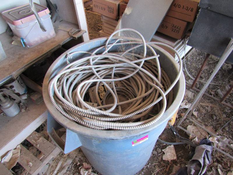 lot 7555 image: Trash Can of Used Wiring  Conduit