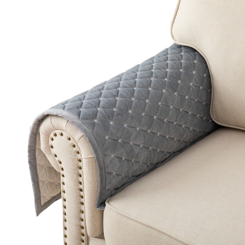 lot 6552163 image: Eismodra Armrest Covers,Couch Cover,Sofa Cover,Backrest Covers,Anti-Slip Armchair Slipcovers for Dogs Cats Pet Loveseat Recliner Leather L Shaped,Light Gray 28 x 28 Inches (Only 1 Piece)