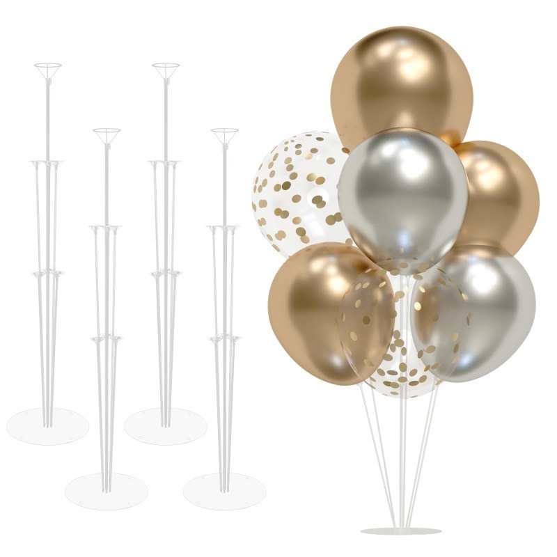 lot 6552192 image: Balloon Stand 4 Set Balloon Sticks with Base Balloon Stands, Balloon Arch Stand for Birthday Decorations, Balloon Arch Kit for Table Graduation Baby Shower Gender Reveal Party Decorations