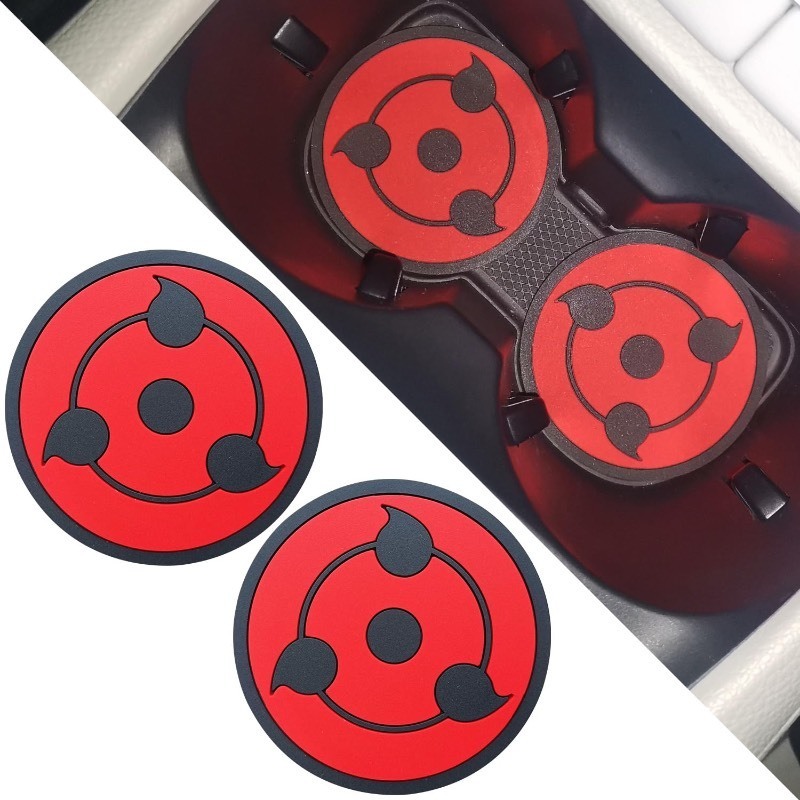 lot 6552236 image: AMOHOMA Car Coasters for Cup Holders 2.75 Inch Universal Cup Holder Coasters Waterproof Non-Slip Anti-Scratch Cup Holder Coasters for Car 2 Pack (Anime Black 1)