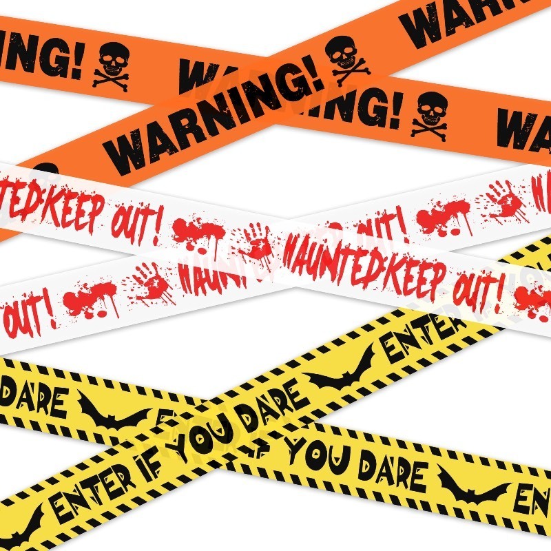 lot 6552237 image: yunsheng 3Pcs Halloween Caution Tape Bundle, Warning - Enter If You are Dare - Haunted Keep Out, Creepy Scary Halloween Fright Warning Tape, Halloween Party Barricade (3Inch x 29.8Ft Each)