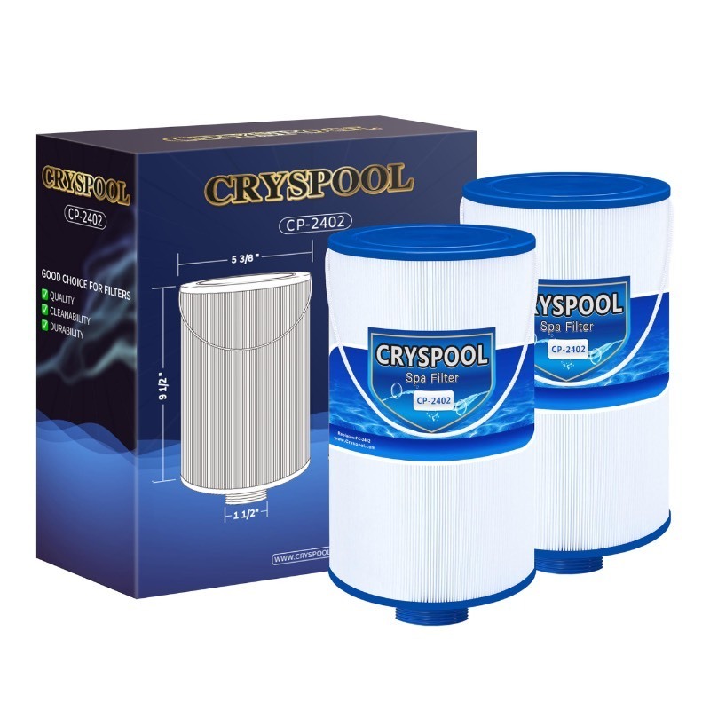 lot 6552270 image: Cryspool 2402 Filter Compatible with Watkins 303279(not 303263), FC-2402, Free Flow and Lifesmart Hot Tub Filter, 1 12 Finer Thread Spa Filter Cartridge, 2 Pack