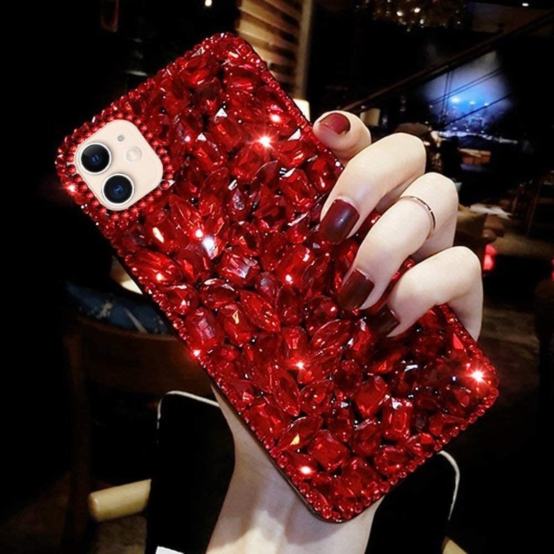 lot 6552432 image: Ykybhx Compatible with Samsung Galaxy S22 Diamond Case,Galaxy S22 Silicone Cover,3D Glitter Bling Rhinestone Diamonds for Girls Full Crystals Bling Diamond Silicone Case,Red