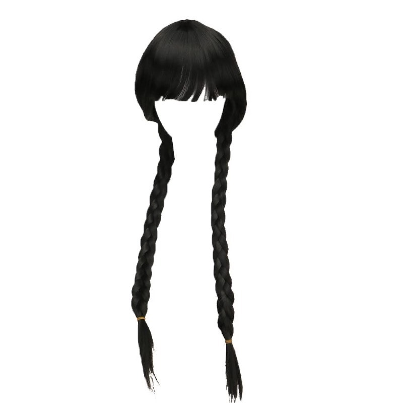 lot 6552481 image: FBHLZ Long Black Braided Wig for Wednesday Addams Costume Big Girls Women Gothic High Heat Resistant for Costume Halloween Party over 14 Years
