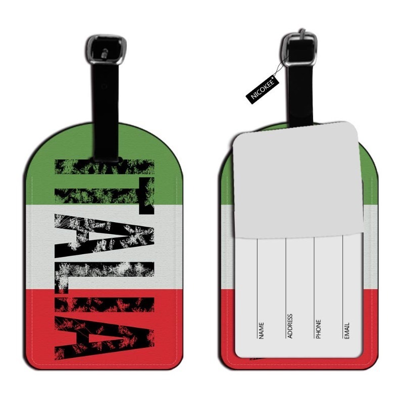 lot 6552508 image: Nicokee Italia-Italy Italian Flag Luggage Tag Suitcase Carry-On ID Bag Label Travel Accessories Baggage Name Tag - 1 pack