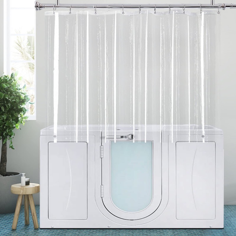 lot 6552513 image: YISURE Short Shower Curtain Liner 48 Inch Length, Clear Peva Vinyl Waterproof Walk in Tub Shower Curtain Sets with 3 Heavy Magnets 70x48