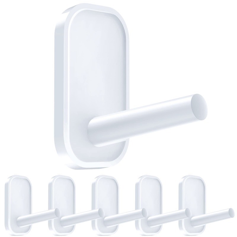lot 6552529 image: INNOPLUS 6 Pieces Adhesive Hooks,Hat Hooks, Self Adhesive Wall Hooks,Towel Hooks, Coat Hooks Hat Rack Robe Hook, Scarf, Utility Hooks for Kitchen Bathroom Office and More (White)