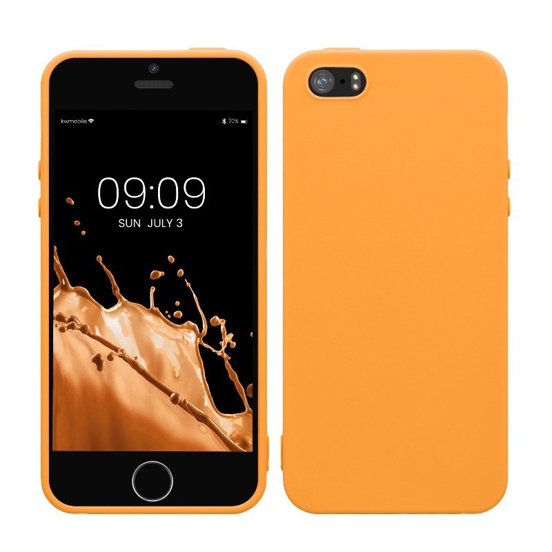 lot 6553045 image: kwmobile Case Compatible with Apple iPhone SE (1.Gen 2016)  iPhone 5  iPhone 5S Case - Soft Slim Protective TPU Silicone Cover - Fruity Orange