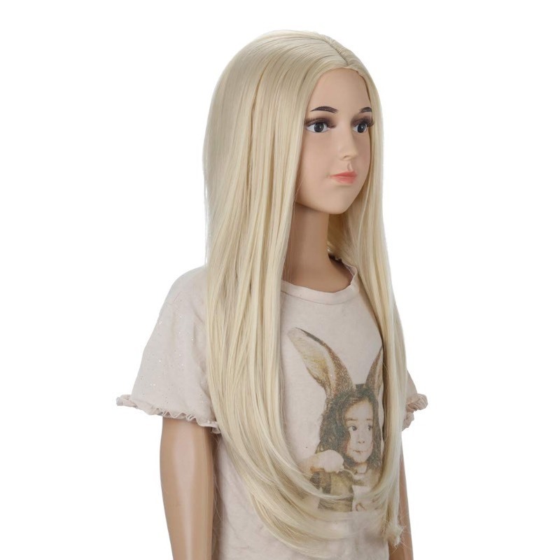 lot 6553222 image: TANTAKO Kids Long Blonde Princess Wig - Kids Halloween Costume Accessories Blonde Wigs Synthetic Fancy Dress Play Wigs (blonde)